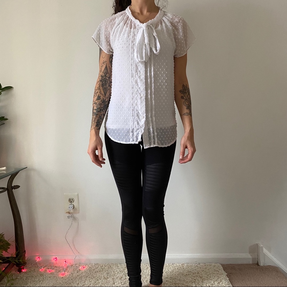 White frilly dress shirt/blouse, Loft